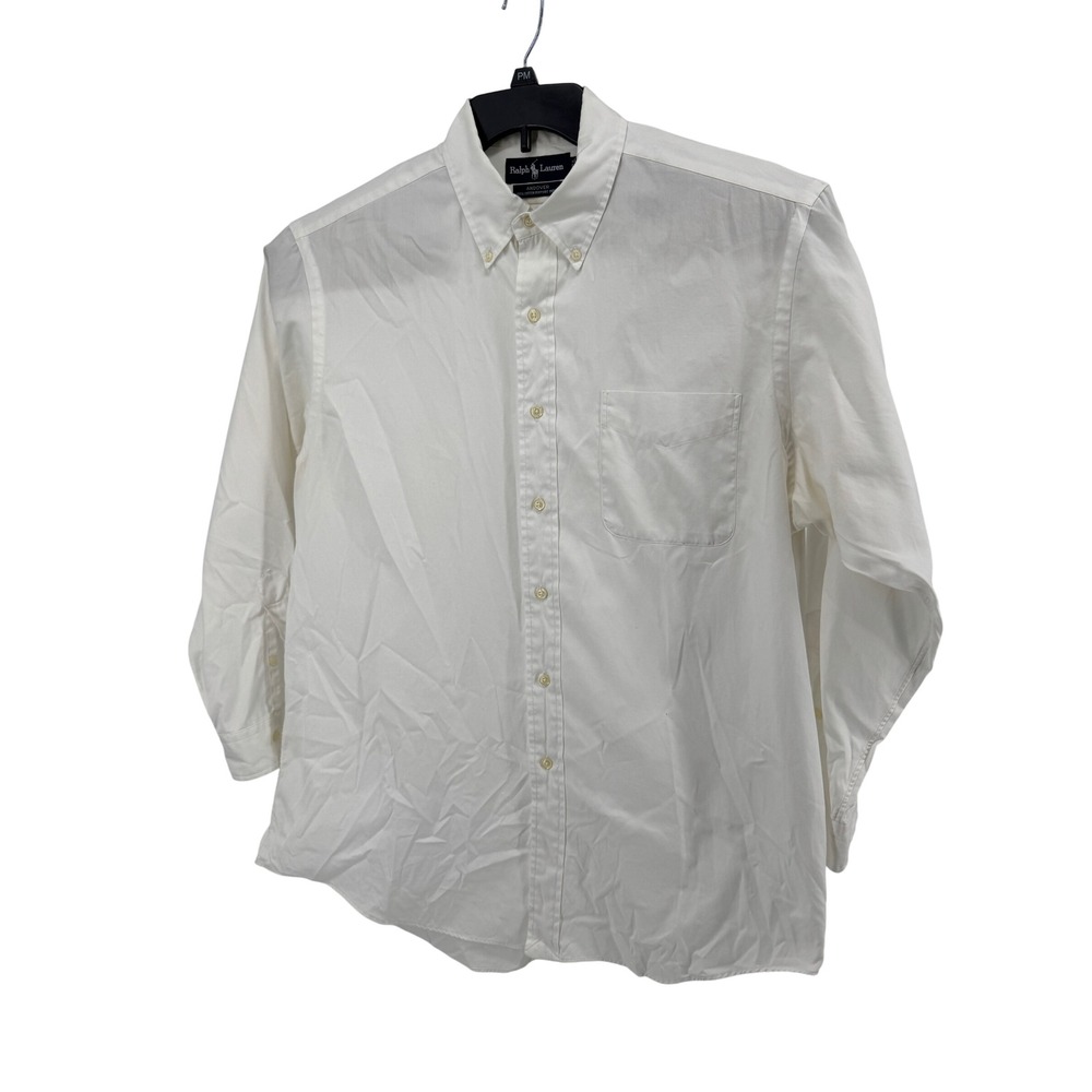 Ralph Lauren Andover Oxford Shirt Mens L 17 White Pinpoint Button Down Classic